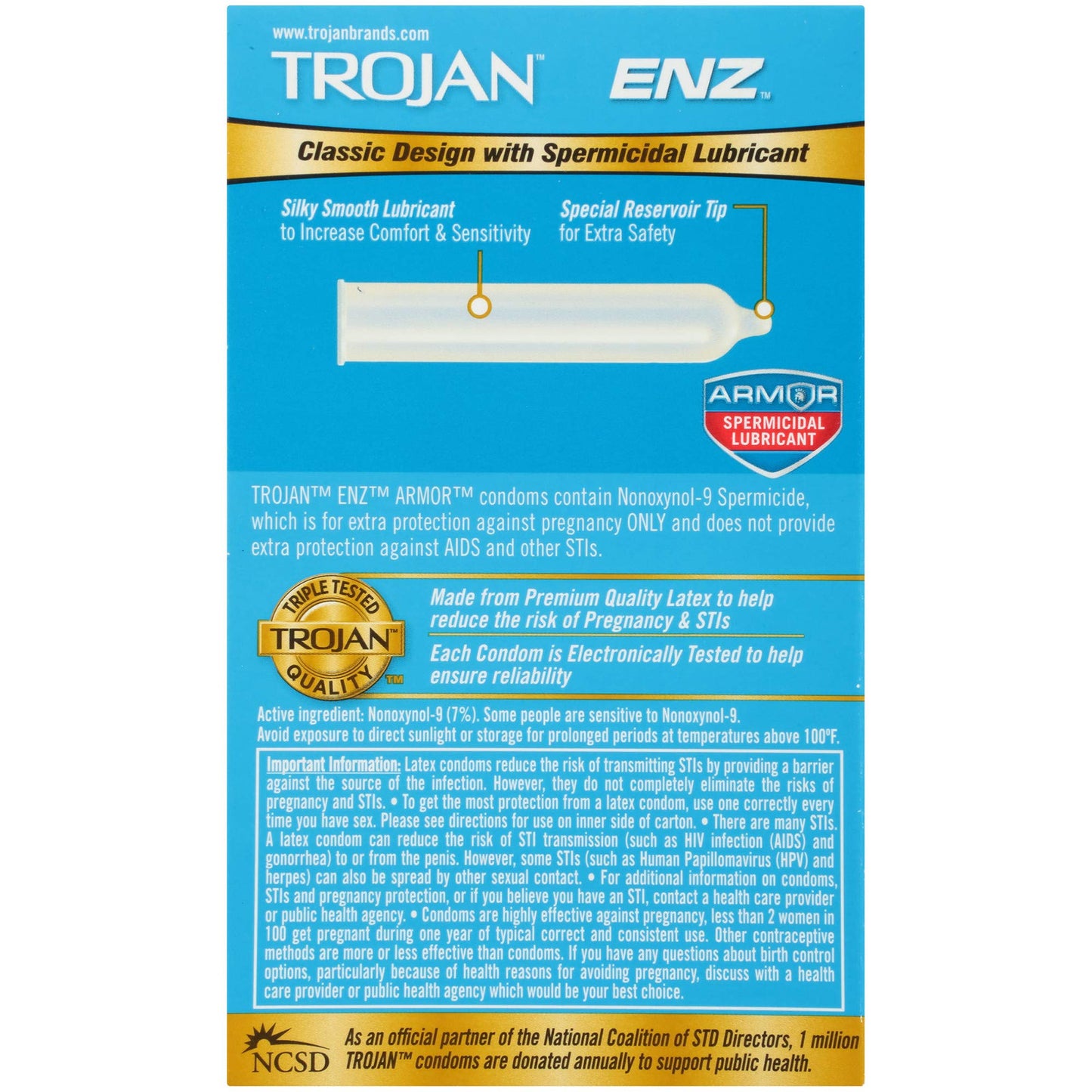 Trojan ENZ Armor Spermicidal Lubricated Condoms - 12 Count (Packaging May Vary)