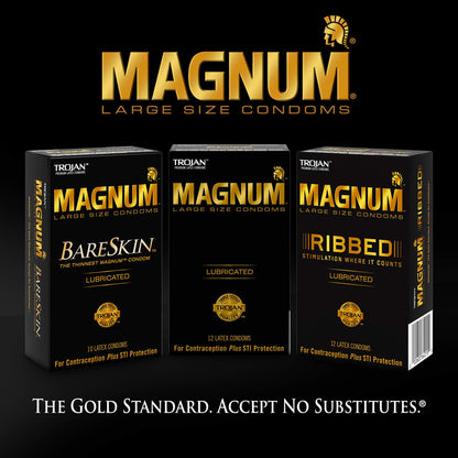 TROJAN Magnum Ecstasy Large Size Condoms, Black, 10 Count