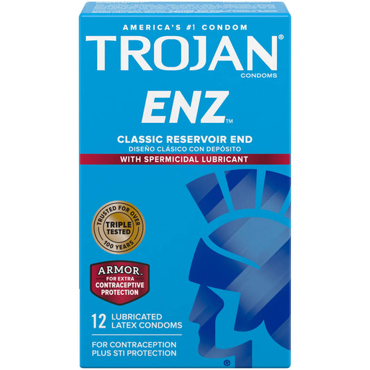 Trojan ENZ Armor Spermicidal Lubricated Condoms - 12 Count (Packaging May Vary)