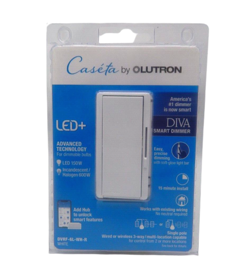 Lutron DVRF-6L-WH-R Diva Smart Dimmer Switch, Caseta Lighting