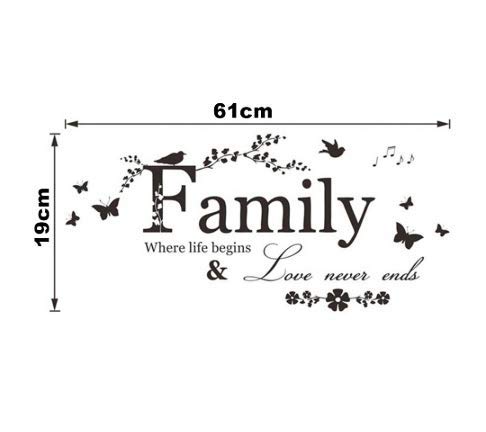 Blondee's Wall Decal Family Where Life Begins & Love Never Ends Home Decor Wall Sticker