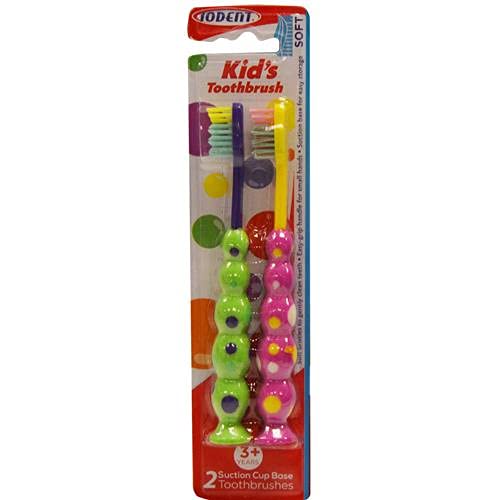 Blondee's Kids Toothbrush 2 Pack - Soft Contoured Bristles - Child Sized Brush Heads (3-10 Year Old) - Suction Cup for Fun & Easy Storage - Girl & Boy Set