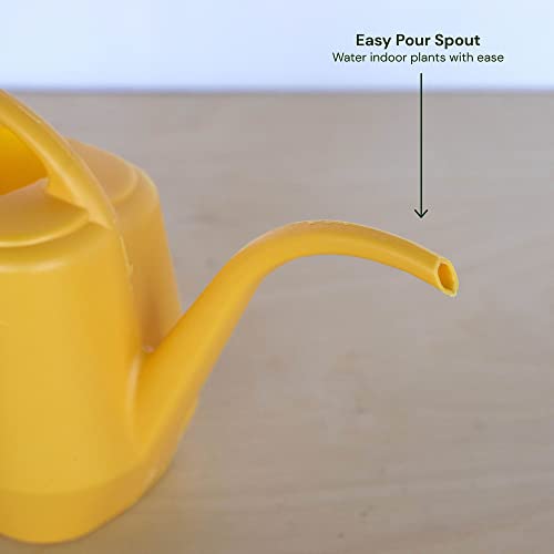 Bloem Aqua Rite Watering Can: 56 Oz - Earthy Yellow - Large Capacity, Extra Long Spout, Durable Plastic, One Piece Construction, for Indoor & Outdoor Use, Gardening