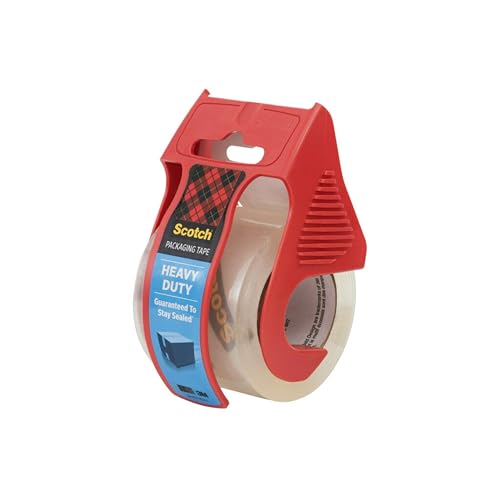 Scotch Heavy Duty Shipping Packaging Tape, 1.88"x 27.7 yd, Great for Packing, Shipping & Moving, Clear, 1 Dispensered Roll (142L)