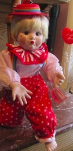 Collectable Limited Edition Smooch Porcelain Doll from The Littlest Clowns Collection from Knowles Dolls Designed by Artist Mary Tretter, 1992