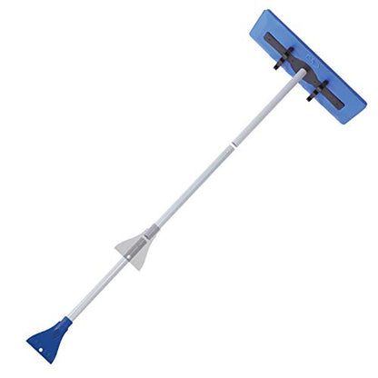 Snow Joe SJBLZD 18 Broom Snow Removal Tool w/52-Inch Compact Handle w/ 4-Inch Oversized Ice Scraper