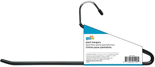 Honey-Can-Do HNG-01199 Open-Ended Vinyl-Coated Pant Hanger, 3-Pack,Chrome/Black