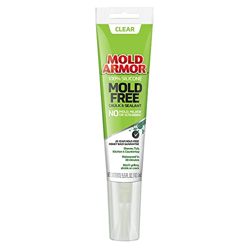 MOLD ARMOR 100% Silicone Mold Free Caulk & Sealant (Clear), 5.5 Oz.