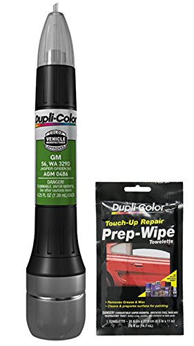 Dupli-Color AGM0486 Metallic Jasper Green Exact-Match Scratch Fix All-in-1 Touch-Up Paint for GM Vehicles (56, WA 329D) Bundle with Prep Wipe Towelette (2 Items)