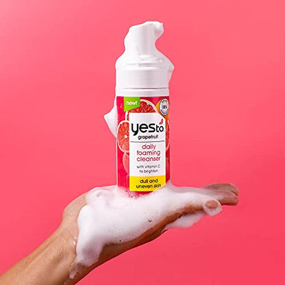 Yes To Grapefruit Daily Foaming Cleanser, Brightening Face Wash That Removes Make Up & Impurities Without Stripping Skin & Leaves You Glowing, With Vitamin C, Natural, Vegan & Cruelty Free, 5 Fl Oz