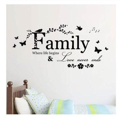 Blondee's Wall Decal Family Where Life Begins & Love Never Ends Home Decor Wall Sticker