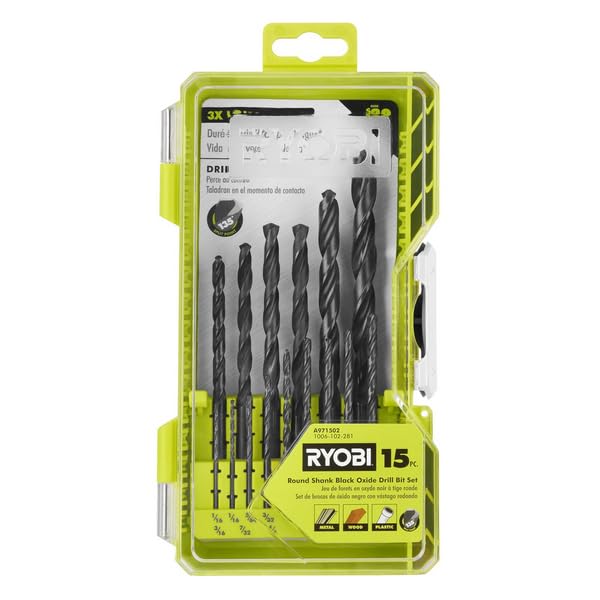 15 PC. ROUND SHANK BLACK OXIDE DRILL BIT SET