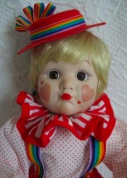 Collectable Limited Edition Smooch Porcelain Doll from The Littlest Clowns Collection from Knowles Dolls Designed by Artist Mary Tretter, 1992