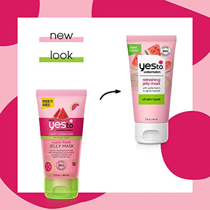 Yes To Watermelon Refreshing Jelly Mask, Quenching Lightweight Gel Mask That Helps Soften & Lightly Hydrate Skin, With Antioxidants, Lycopene & Vitamin C, Natural, Vegan & Cruelty Free, 3 Fl Oz