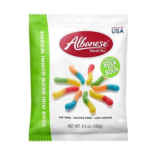 Albanese Gummi (1 bag) 3.5oz (Sour Mini Neon Gummi Worms)