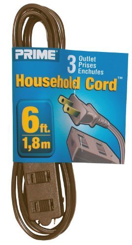 Prime Wire & Cable EC670606 6-Foot 16/2 SPT-2 3-Outlet Indoor Cord, Brown by Prime Wire & Cable