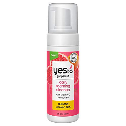 Yes To Grapefruit Daily Foaming Cleanser, Brightening Face Wash That Removes Make Up & Impurities Without Stripping Skin & Leaves You Glowing, With Vitamin C, Natural, Vegan & Cruelty Free, 5 Fl Oz