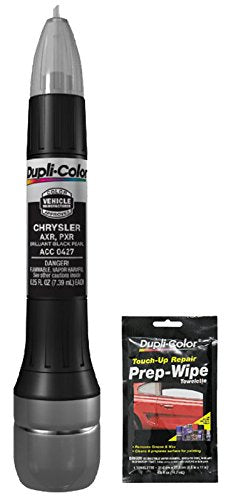 Dupli-Color ACC0427 Brilliant Black Pearl Exact-Match Scratch Fix All-in-1 Touch-Up Paint for Chrysler Vehicles (PXR, AXR) Bundle with Prep Wipe Towelette (2 Items)