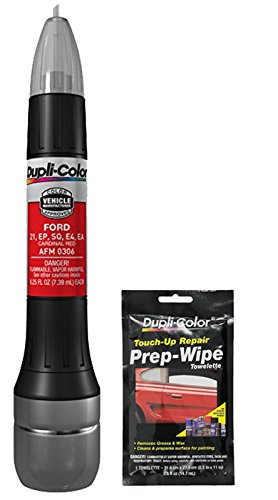 Dupli-Color AFM0306 Cardinal Red Exact-Match Scratch Fix All-in-1 Touch-Up Paint for Ford Vehicles (21,EP,SQ,E4,EA) Bundle with Prep Wipe Towelette (2 Items)