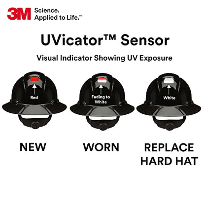 3M Hard Hat SecureFit H-800 Series Full Brim Style Safety Helmet with Uvicator Sensor, 4-Point Pressure Diffusion Ratchet Suspension, ANSI Z87.1