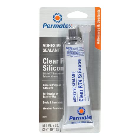 Permatex Clear RTV Silicone Adhesive Sealants, 3 oz Tube, Clear