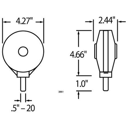 Truck-Lite Heavy Duty Signal-STAT, O-Ring Lens Gasket, Incandescent, RED/Yellow Round, 1 Bulb, Dual FACE, 1 Wire, Pedestal Light, 1 Stud, Chrome, Stripped END