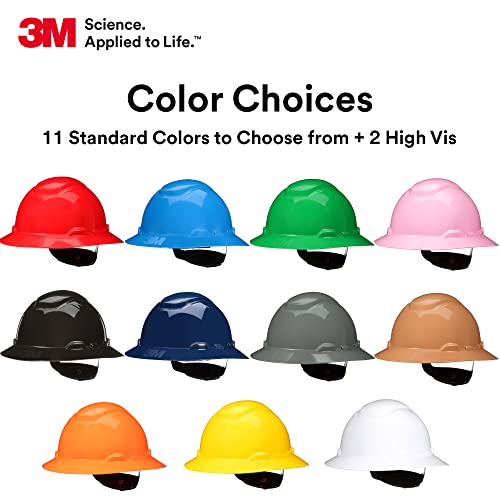 3M Hard Hat SecureFit H-800 Series Full Brim Style Safety Helmet with Uvicator Sensor, 4-Point Pressure Diffusion Ratchet Suspension, ANSI Z87.1