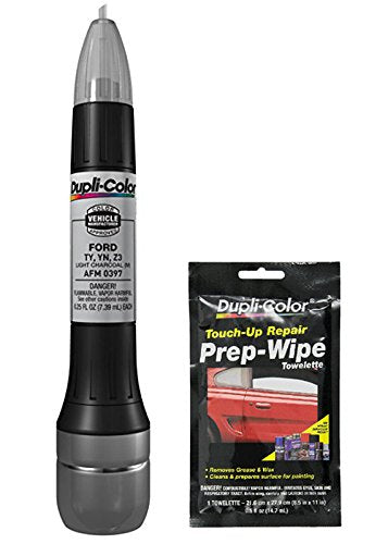 Dupli-Color AFM0397 Metallic Light Charcoal Exact-Match Scratch Fix All-in-1 Touch-Up Paint for Ford Vehicles (TY, Z3) Bundle with Prep Wipe Towelette (2 Items)