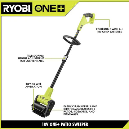 RYOBI - ONE+ 18V Cordless Battery Outdoor Patio Sweeper (Tool Only) - P2904BTL