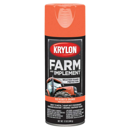 Krylon K01946000 Farm &amp; Implement Spray Paint, Old Kubota Orange, 12 Oz (Pack of 6)