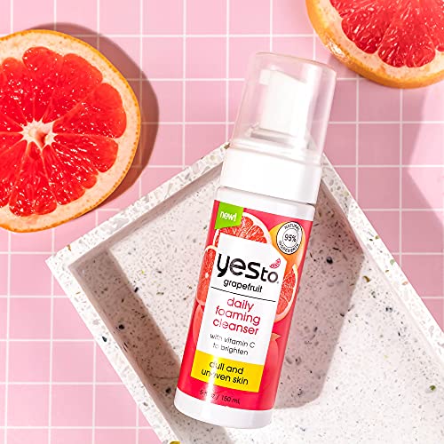 Yes To Grapefruit Daily Foaming Cleanser, Brightening Face Wash That Removes Make Up & Impurities Without Stripping Skin & Leaves You Glowing, With Vitamin C, Natural, Vegan & Cruelty Free, 5 Fl Oz