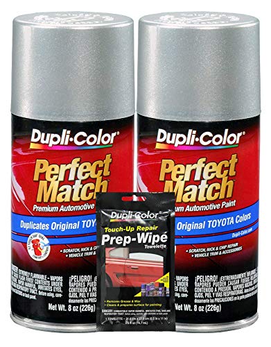 Dupli-Color Millennium Silver (Metallic) Exact-Match Automotive Paint For Toyota Vehicles - 8 oz, Bundles Prep Wipe (3 Items)