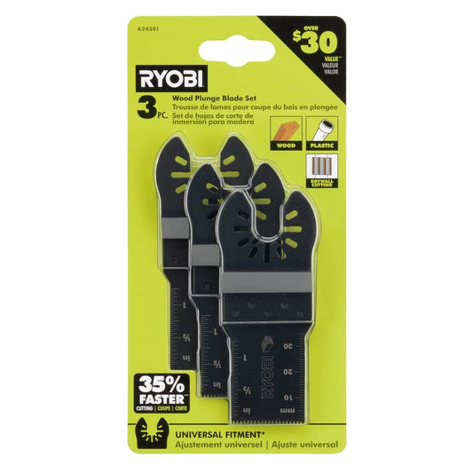 Ryobi 3 PC. Wood Plunge Blade Set