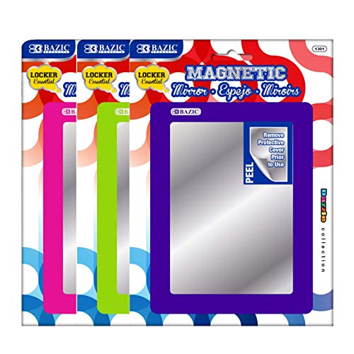 Bazic Magnetic Locker Mirror, 5.5 x 7 Inches,(3 Pack), (1301)