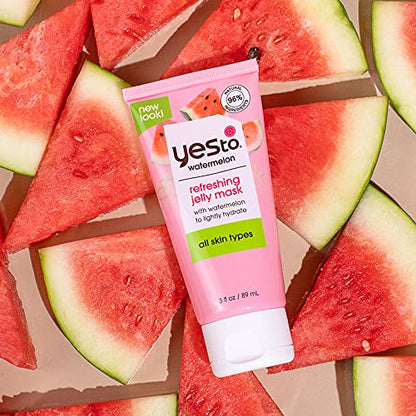 Yes To Watermelon Refreshing Jelly Mask, Quenching Lightweight Gel Mask That Helps Soften & Lightly Hydrate Skin, With Antioxidants, Lycopene & Vitamin C, Natural, Vegan & Cruelty Free, 3 Fl Oz