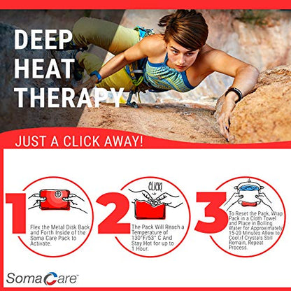 SomaCare Sport & Back Hot Pack - Pain Relief, Reusable for Neck, Shoulders & Joint Pain, Ease to Use, Click to Activate, Advanced Hot Therapy - Muscle Recovery, for Knee, Cramps, Post & Pre Workout