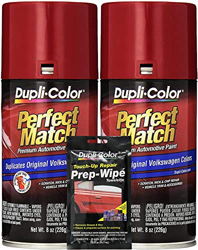 Duplicolor Tornado Red Exact-Match Automotive Paint Compatible with Volkswagen Vehicles-8 oz,Bundles with Prep Wipe (3 Items)