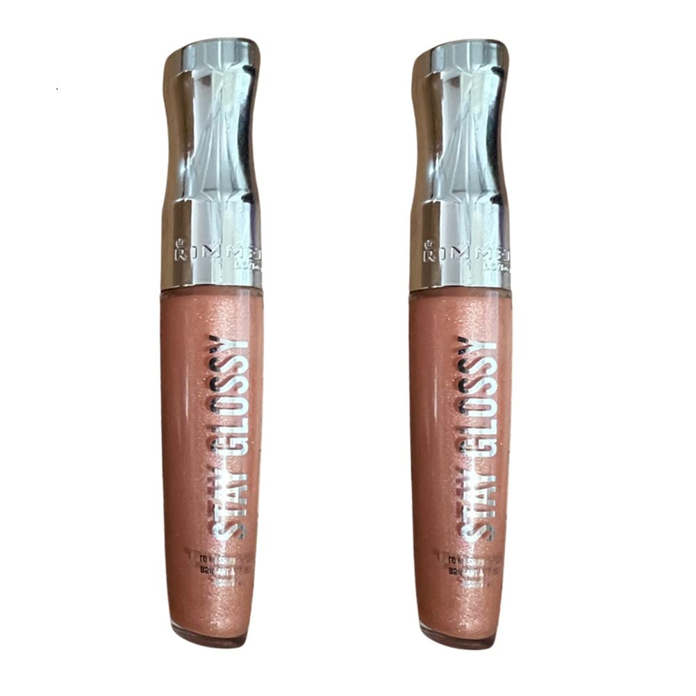 Pack of 2 Rimmel Stay Glossy 6HR Lip Gloss, Sunday Brunch # 020