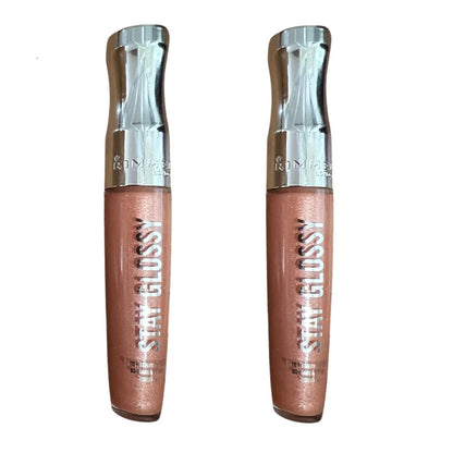 Pack of 2 Rimmel Stay Glossy 6HR Lip Gloss, Sunday Brunch # 020