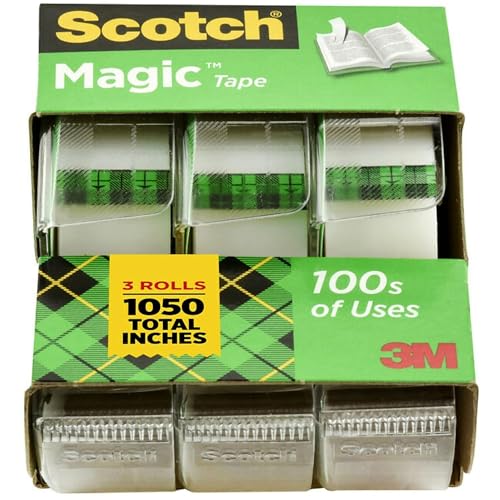 Scotch Brand Learning Resources MMM3105 Scotch Magic Tape 3/4 Inch X 300 Inches 3 ea, Translucent (55)