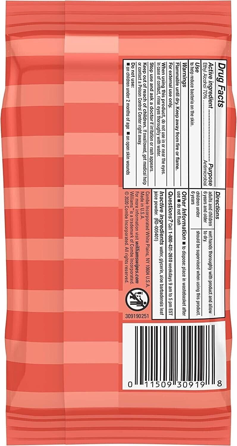NEW Williams Hand Cleaning Wipes w/ Moisturizer + Aloe - Two 20 Packs