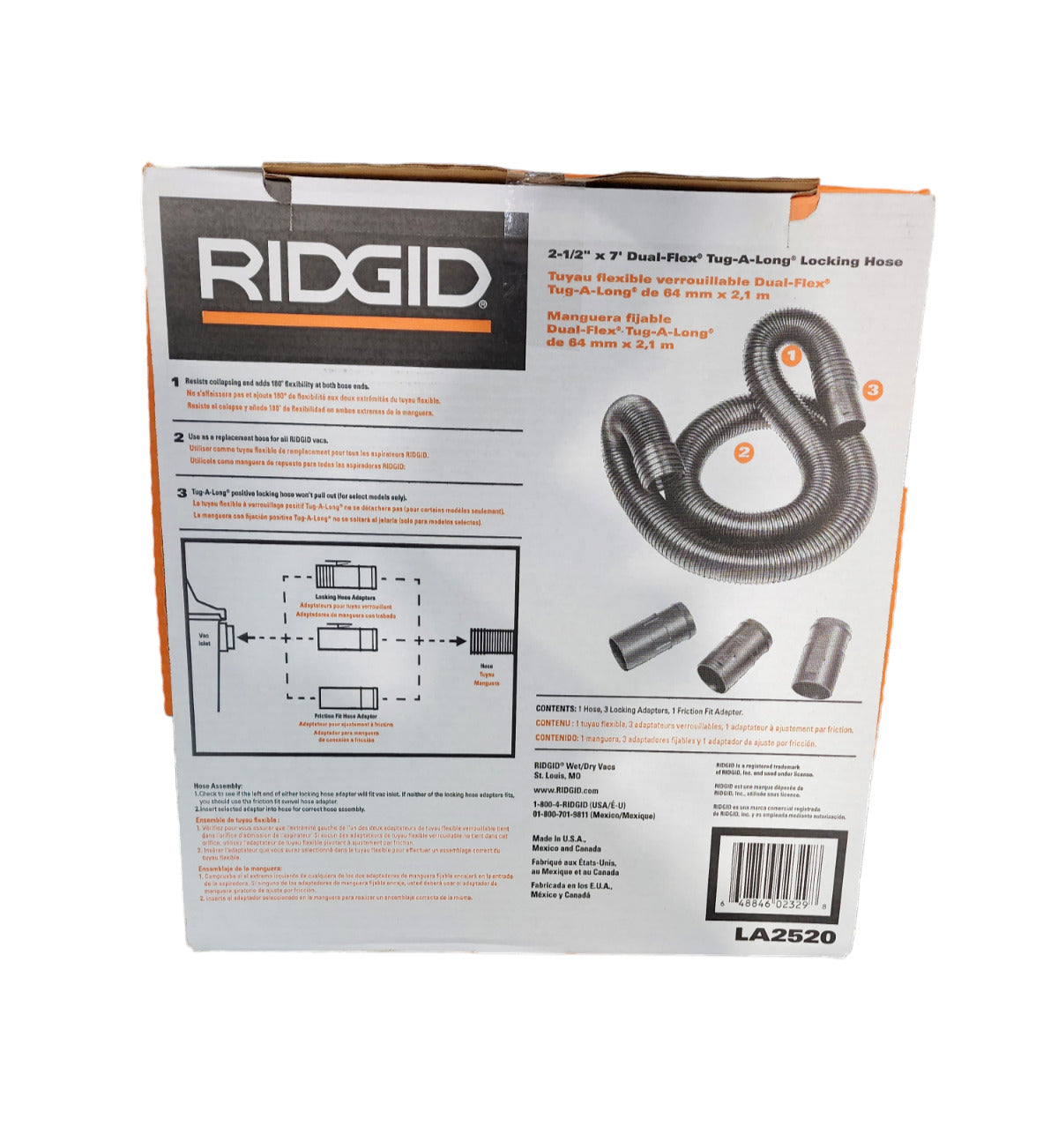 Ridgid LA2520 2-1/2 In. X 7 Ft. Dual-Flex Tug-A-Long Locking Hose BRAND NEW