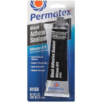 Permatex 81158 Black Silicone Adhesive Sealant, 3 oz. Tube