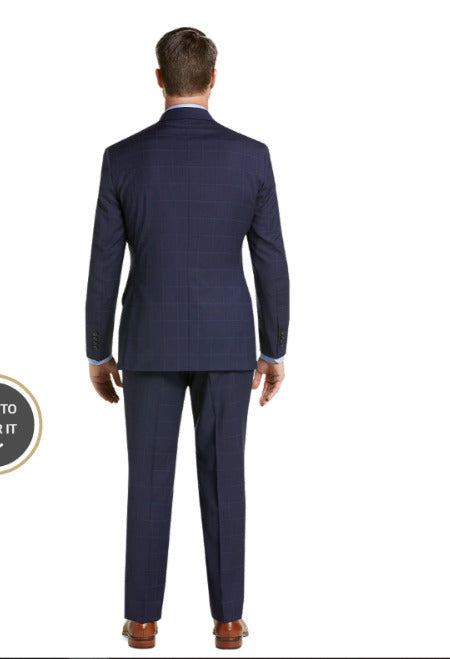 Traveler Collection Tailored Fit Windowpane Suit #3TPZ
