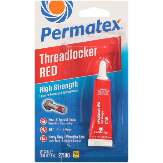 Permatex 27100-12PK High Strength Threadlocker Red, 6 ml (Pack of 12)