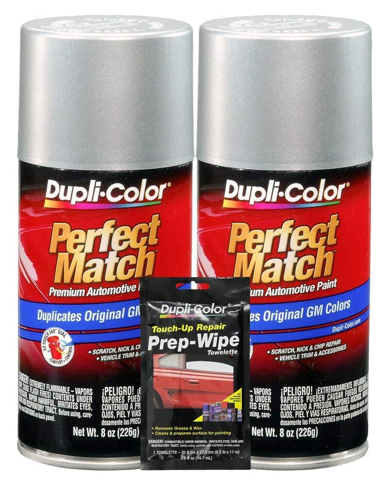 Dupli-Color Pewter (M) Exact-Match Automotive Paint - 8 oz, Bundles Prep Wipe (