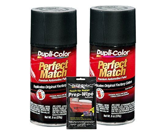 Dupli-Color Universal Flat Black Exact-Match Automotive Paint (8 oz) Bundle wit