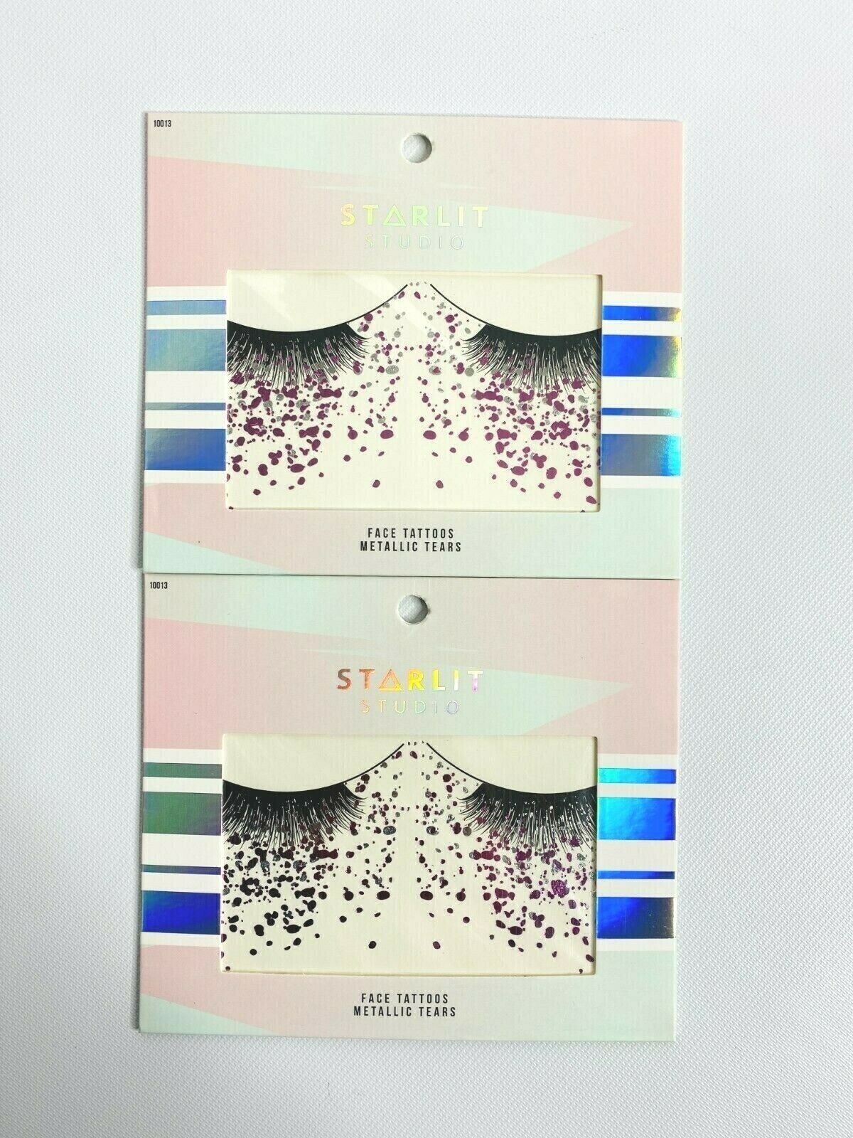 2 packs of Starlit Studio Face Tattoos Metallic Tears Sparkle Purple/Silver