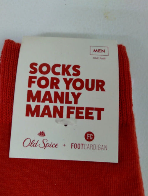 Old Spice Mens Socks For Your Manly Feet Foot Cardigan Red One Pair New