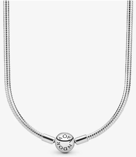 AUTHENTIC PANDORA Silver Moment Logo Snake Chain Necklace (590742HV)